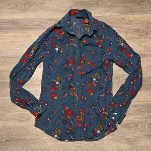 Wrangler Retro Snap Front Floral Western Shirt Sz XS